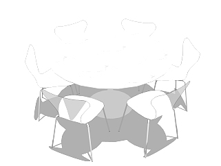 <em>现代圆形</em>餐桌椅sketchup模型，大圆桌草图大师模型下载
