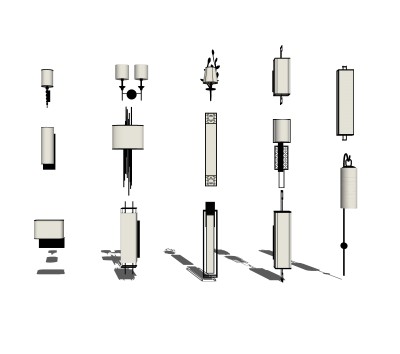 新中式壁灯组合草图大师模型，壁灯sketchup模型下载