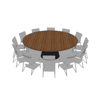 现代圆形宴会桌椅免费su模型，宴会桌椅skp模型下载