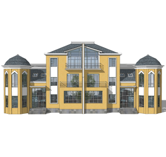 欧式连排别墅草图大师模型下载，别墅外观sketchup模型分享