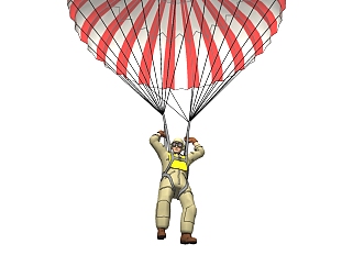 日式跳伞人物草图大师模型，日式人物sketchup模型下载