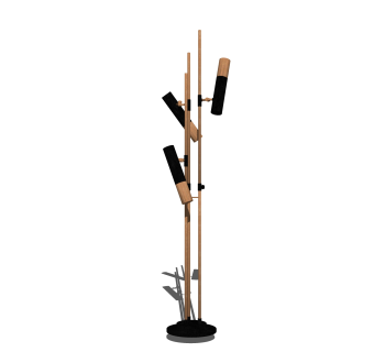 黑金铁艺落地灯草图大师模型，简约落地灯效果图su模型下载