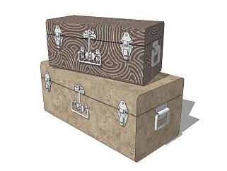行李箱摆件草图大师模型，行李箱sketchup模型下载