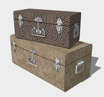行李箱摆件草图大师模型，行李箱sketchup模型下载
