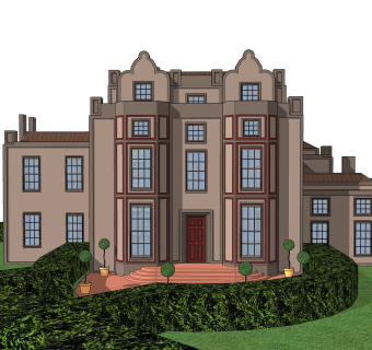 欧式古典别墅草图大师模型，sketchup别墅su模型下载