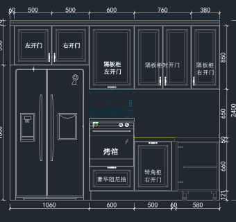 原创U型简欧橱柜CAD素材,图库CAD建筑图纸下载