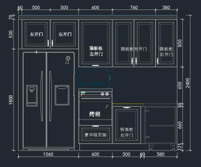 原创U型简欧橱柜CAD素材,图库CAD建筑图纸下载