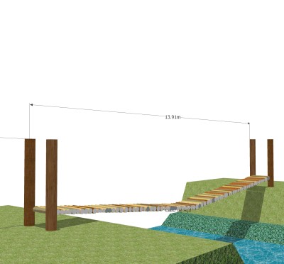 吊桥草图大师模型设计下载，sketchup吊桥su模型分享