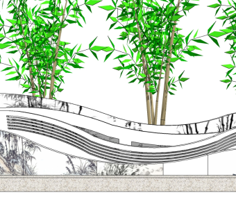 现代景观墙SU模型下载，景观墙skb模型分享