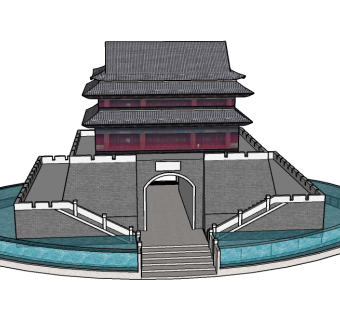 安定楼sketchup模型下载，古建楼草图大师模型