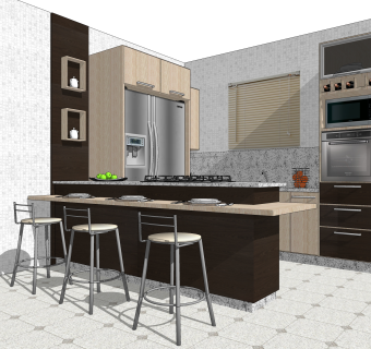 现代橱柜草图大师模型，橱柜sketchup模型
