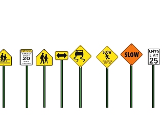 现代城市道路交通安全标志su模型下载、现代城市道路交通安全标志草图大师模型下载