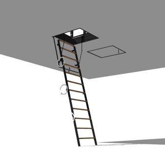 现代实木折叠楼梯草图大师模型，实木折叠楼梯sketchup模型免费下载