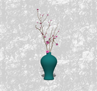 迎红杜鹃插花草图大师模型，花瓶花艺sketchup模型下载