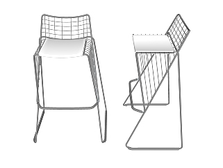 现代白色金属吧椅草图大师模型，<em>固定</em>吧椅sketchup模型...