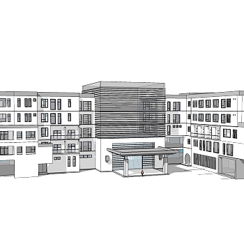 新中式售楼处建筑方案草图大师模型，售楼部建筑沙盘sketchup模型免费下载