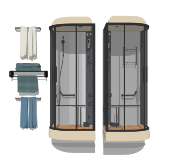 现代卫浴淋浴房组合草图大师模型，淋浴房skp文件下载