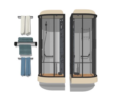 现代卫浴淋浴房组合草图大师模型，淋浴房skp文件下载