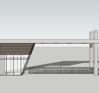 现代学校大门草图大师模型，学校大门sketchup模型下载