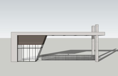 现代学校大门草图大师模型，学校大门sketchup模型下载