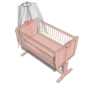美式婴儿床草图大师模型，婴儿床skb文件下载