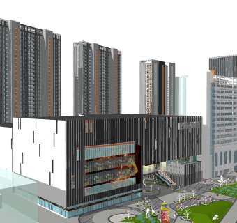 现代高层办公楼草图大师模型，高层办公楼sketchup模型免费下载