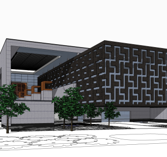 现代办公楼规划草图大师模型，办公楼规划sketchup模型免费下载