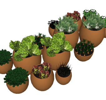 现代风格盆栽sketchup模型下载