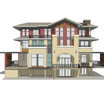 欧式别墅su模型，别墅sketchup模型下载