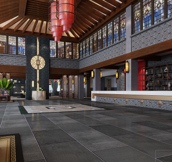 新中式酒店养生会所施工图CAD图纸，酒店cad设计图纸下载