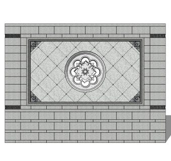 现代景观墙SU模型下载，景观墙skb模型分享