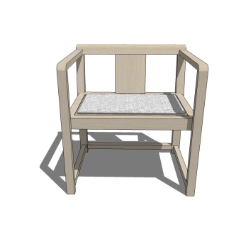 新中式精品单椅SU模型，单椅sketchup模型下载