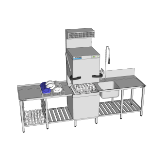 现代自动洗碗机su模型下载，洗碗机草图大师模型