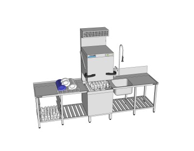 现代自动洗碗机su模型下载，洗碗机草图大师模型