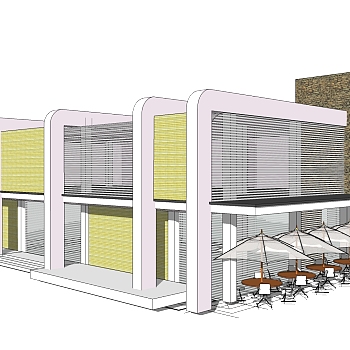 现代售楼处建筑方案草图大师模型，售楼部建筑sketchup模型免费下载