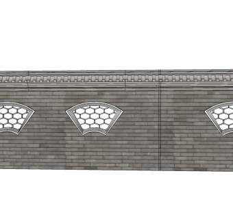 中式风格围墙草图大师模型，围墙sketchup模型skp文件分享
