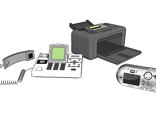 EYkpr现代<em>打印</em>机电话座机免费su<em>模型</em>，电话机sketchup...