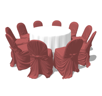 现代宴会餐桌椅su模型，圆桌10人餐桌椅草图大师模型下载