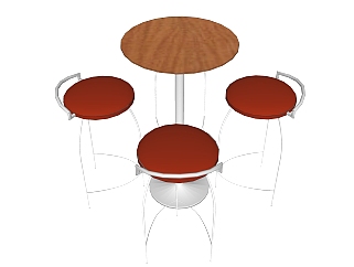 <em>现代吧台</em>桌椅组合sketchup模型，桌椅组合草图大师模型...