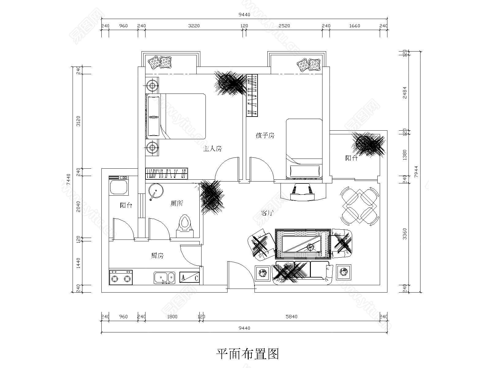 单身公寓小户型室内设计CAD图纸效果图,室内模型,模型设计/效果图,设计,汇图网www.huitu.com