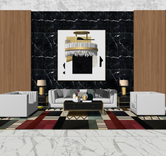 现代皮革沙发组合su模型，现代皮革沙发组合sketchup模型下载