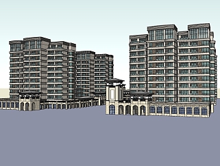 <em>新中式</em>公寓<em>楼</em>草图大师模型，公寓sketchup模型