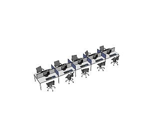 现代隔断办公桌草图大师模型，办公桌skp模型下载