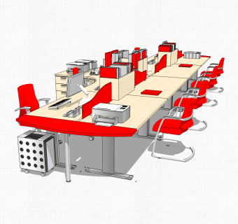 办公用品办公桌sketchup模型，办公桌skp模型，办公桌su素材下载
