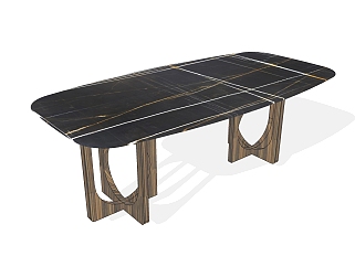 现代实木大理石餐桌su模型，餐桌sketchup模型下载