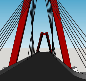 现代大桥草图大师模型，大桥sketchup模型下载