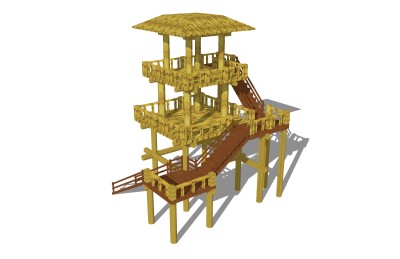 自然风实木观赏台草图大师模型，实木观赏台sketchup模型免费下载