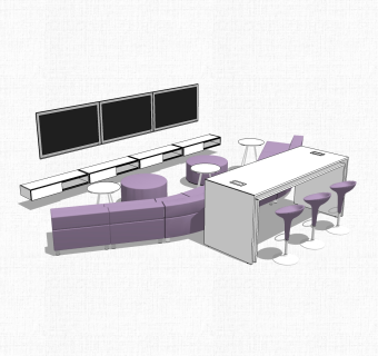 办公沙发草图大师模型，办公沙发skp模型，办公沙发su素材下载