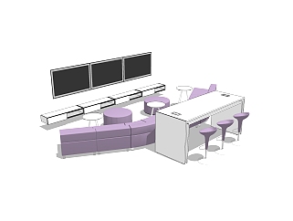 办公沙发草图大师模型，办公沙发skp模型，办公沙发su素材下载