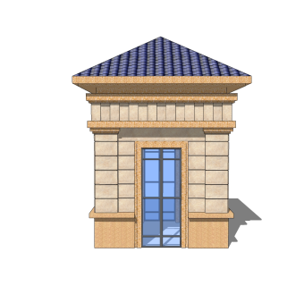 欧式岗亭SU模型，岗亭SKB文件下载